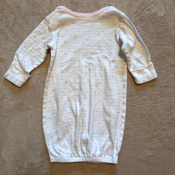 Baby Gown Lot NB–0-3M – Carter’s & Just One Year – Pink & White Floral & Heart P - Picture 4 of 11